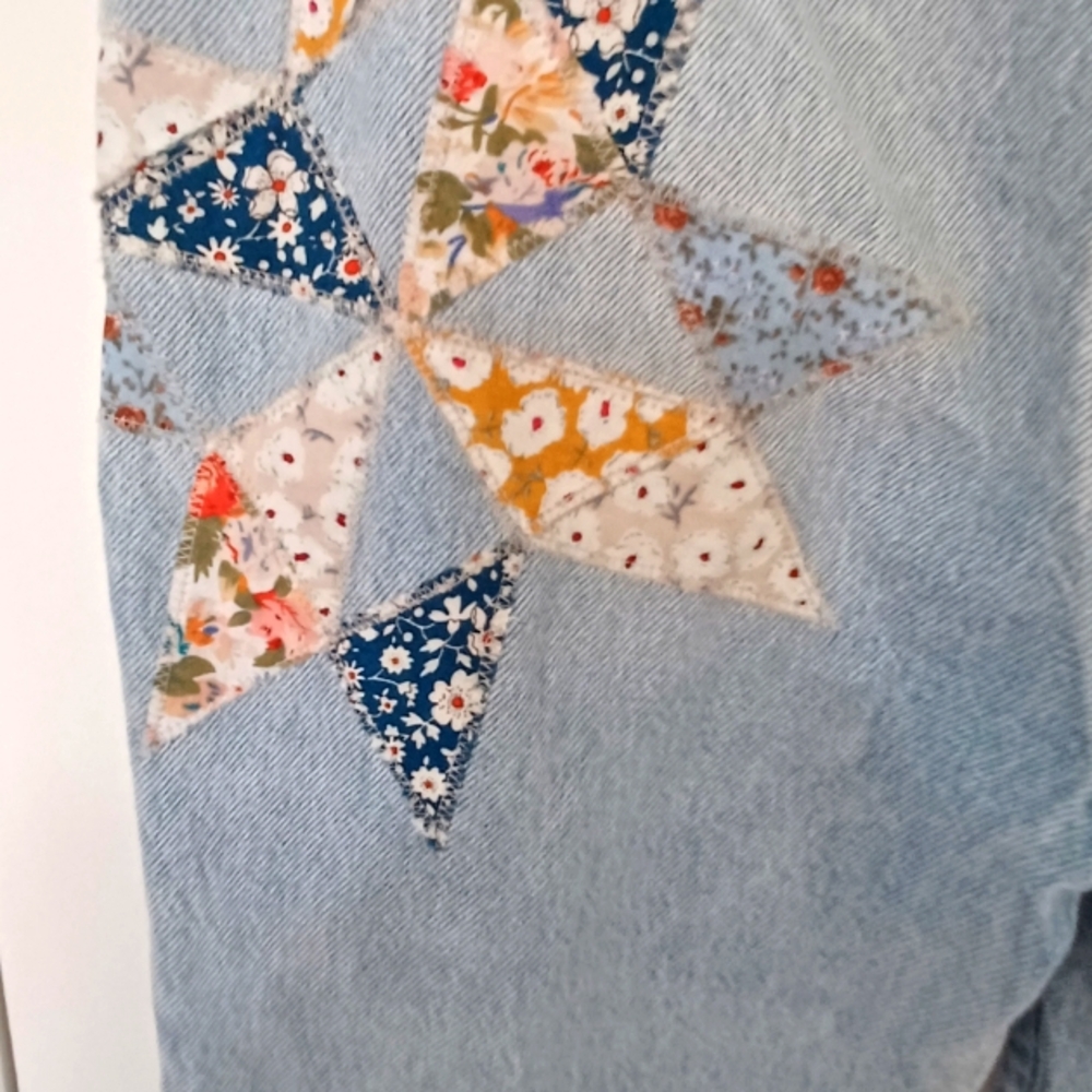 BLANK NYC Dreamer cropped Star patchwork jeans NWT